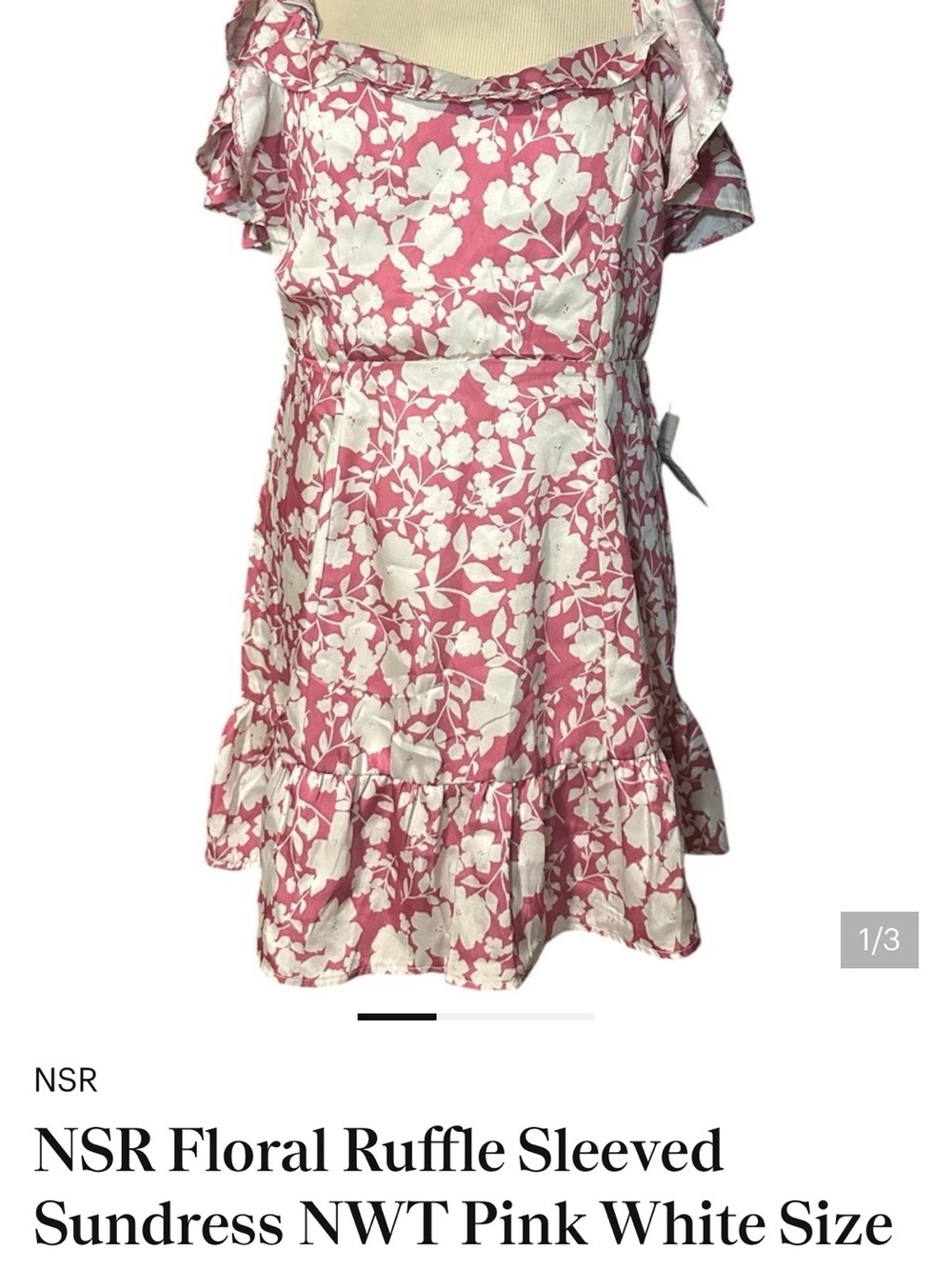NSR Pink and White Floral Ruffle Sundress